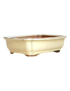 Maceta de Bonsai Rectangular 15,5*11,5*5 cm Crema - Yixing 2