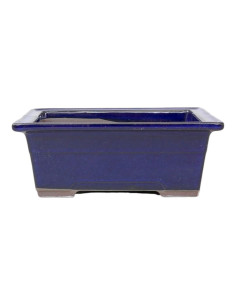 Vase à bonsaï rectangulaire 21,5*17,5*7,5 cm bleu - Japon