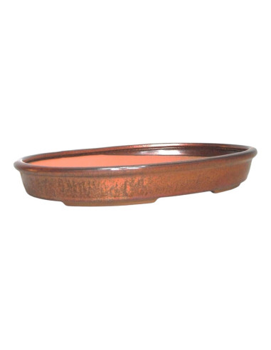 Vase de Bonsai ovale 30,5*20,5*4,5 cm marron oxydé - Yixing