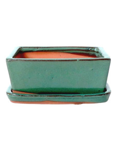 Vaso de Bonsai Rechteckig + Prato 25*19*8 cm Grün - Yixing