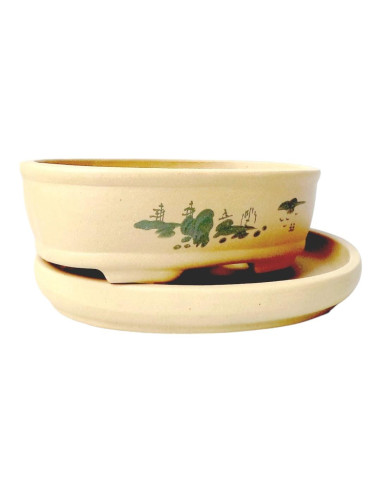 Vaso da Bonsai Ovale + Piatto 25*18*6,5 cm Senza Smalto - Yixing