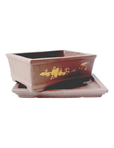 Vaso da Bonsai Rettangolare + Piatto 25,5*18*8 cm Senza Smalto - Yixing