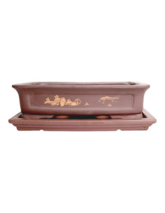 Vaso di Bonsai Rettangolare + Piatto 29,5*22*8 cm Senza Smalto - Yixing