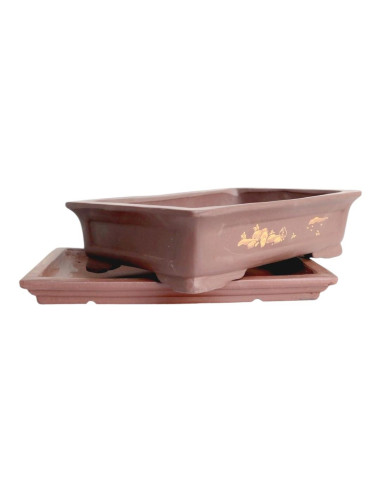 Pot of Bonsai Rectangular + Saucer 29.5*22*8 cm Without Glazed - Yixing