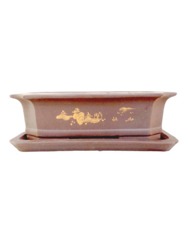 Vaso de Bonsai Rechteckig + Prato 35*25,5*11 cm Ohne Esmalte - Yixing