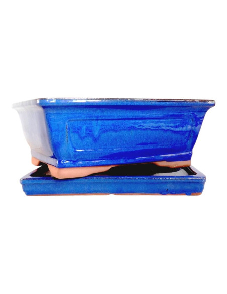 Maceta de Bonsai Rectangular + Plato 20*16,5*6,5 cm Azul - Yixing