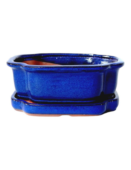 Vase à Bonsai Ovale + Plateau 30*24,5*9 cm Bleu - Yixing