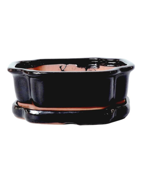 Vaso di Bonsai Ovale + Prato 15,5*12*5,5 cm Nero - Yixing