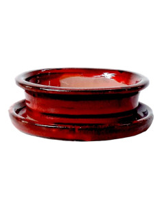 Ovales Bonsai-Gefäß + Untersetzer 15,5*12*4,5 cm Rot - Yixing