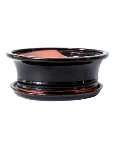 Vaso di Bonsai Ovale + Prato 19,5*15*6 cm Nero - Yixing