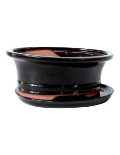 Pot of Bonsai Oval + Saucer 19.5*15*6 cm Black - Yixing 2