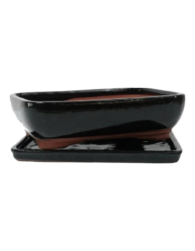 Maceta de Bonsái Rectangular + Plato 19*15*7,5 cm Negro - Yixing