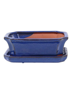 Rechteckiger Bonsai-Topf + Unterteller 30,5*23*10,5 cm Blau - Yixing