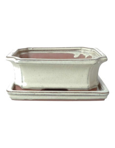 Vase de Bonsai Rectangular + Plat 21*16*7 cm Crème - Yixing