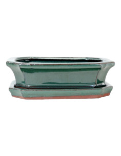 Vaso de Boonsai Rectangular + Prato 15*12*5,5 cm Verde - Yixing