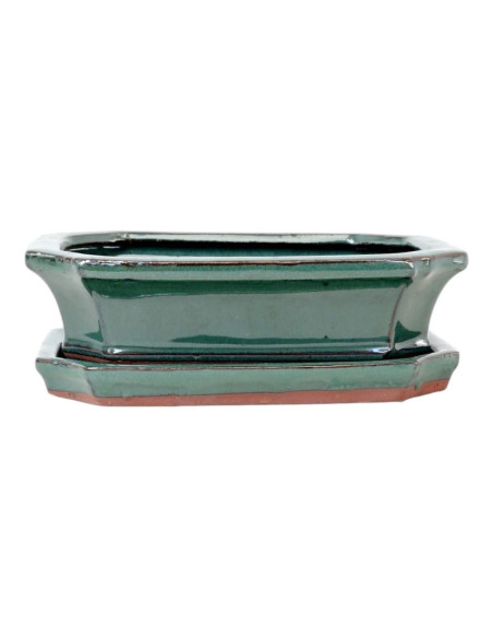 Maceta de Bonsái Rectangular + Plato 21*16*7 cm Verde - Yixing