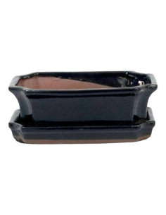 Vaso di Bonsai Rettangolare + Piatto 30,5*23*10,5 cm Nero - Yixing