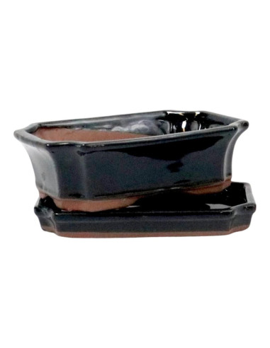 Vaso di Bonsai Rettangolare + Prato 30,5*23*10,5 cm Nero - Yixing