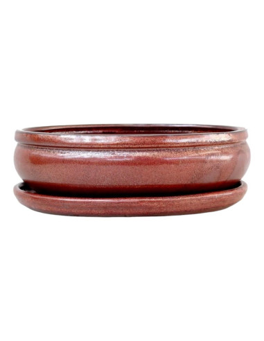 Ovaler Bonsai-Topf + Untertasse 20*15,5*6 cm Braun Oxid - Yixing