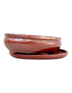 Vaso de Bonsai Oval+ Prato 20*15,5*6 cm Castanho Oxido - Yixing 2