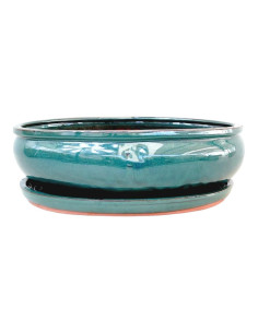 Vaso di Bonsai Ovale + Piattino 19,5*15*5 cm Verde - Yixing