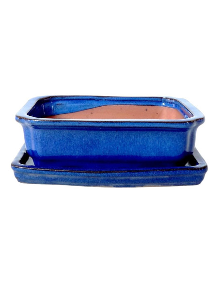 Pot de Bonsai Rectangulaire + Soucoupe 27*21*9,5 cm Bleu - Yixing