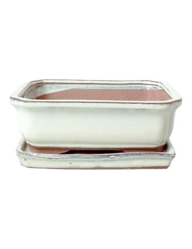 Pot de Bonsai Rectangulaire + Plateau 26,5*21*7,5 cm Crème - Yixing
