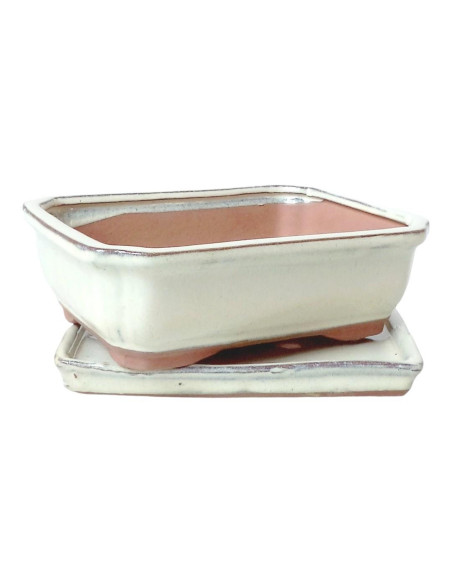 Rectangular Bonsai Pot + Duck 31*25*8 cm Cream - Yixing