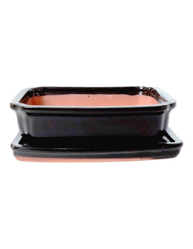 Pot de Bonsai Rectangular + Saucer 16*12*5 cm Black - Yixing | Luso. .