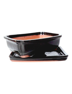 Pot de Bonsai Rectangulaire + Soucoupe 27*21*8,5 cm Noir - Yixing 2