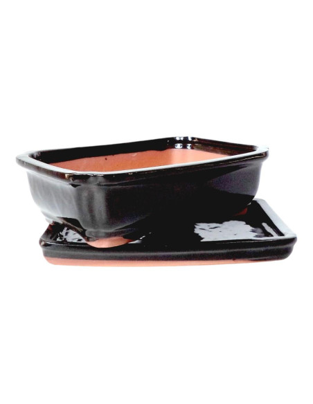 Vaso di Bonsai Rettangolare + Piatto 27*21*8,5 cm Nero - Yixing