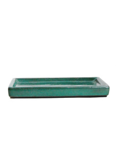 Assiette en céramique rectangulaire 16x12x1,5 cm verte