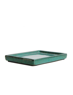 Assiette en céramique rectangulaire 16x12x1,5 cm verte 2