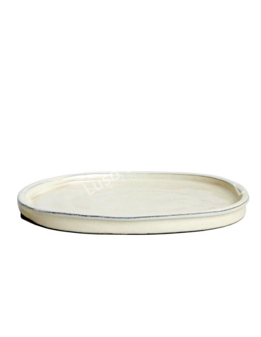 Prato Cerâmico Oval 21*17*2 cm Creme | Luso Bonsai