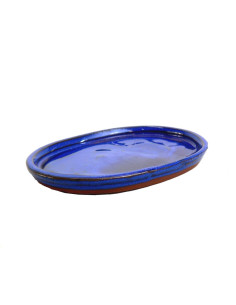 Assiette en céramique ovale 26*21*2 cm bleu 2