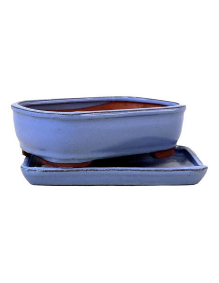 Rechteckiger Bonsai-Topf + Untersetzer 20*14*6 cm Grau oder Lila - Yixing