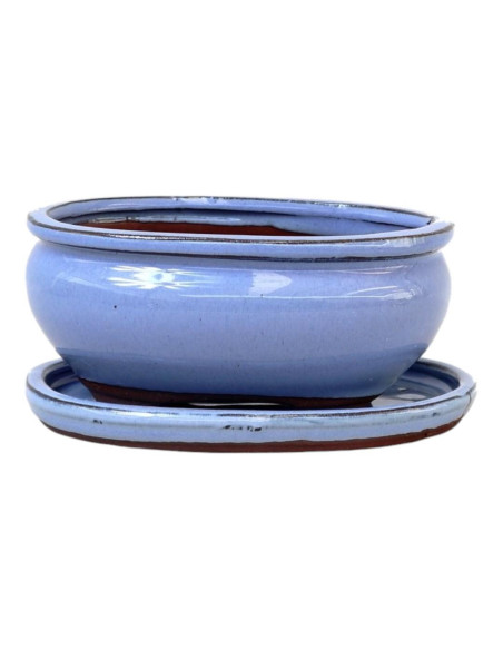 Vaso de Bonsai Oval + Prato 15*11,5*5 Roxo - Yixing