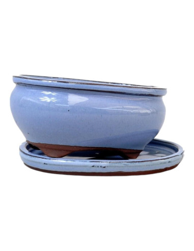 Vaso de Bonsai Oval + Prato 15*11,5*5 Roxo - Yixing