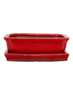 Pot de bonsaï rectangulaire + soucoupe 31*25*8 cm rouge - Yixing