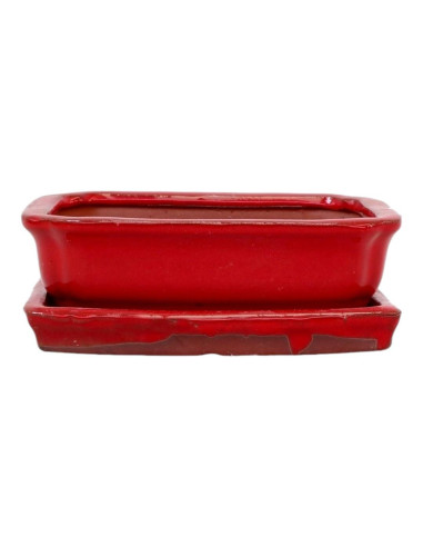 Rectangular Bonsai Pot + Tray 31*25*8 cm Red - Yixing