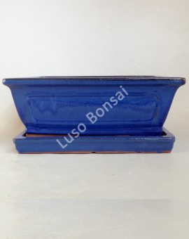 Vaso + Prato Rectangular 20x16,5x6,5 cm Azul