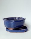 Vaso + Prato Oval 15.5x12x5.5 cm - Azul