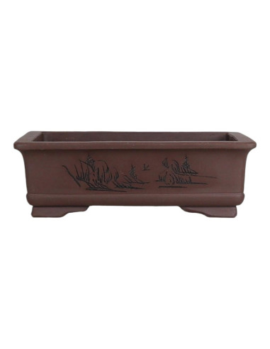 Vaso da Bonsai Rettangolare con Disegni 28*18*9 cm Senza Smalto - Yixing