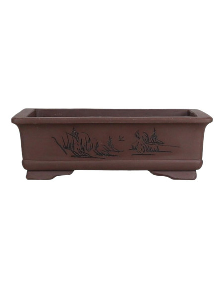 Vaso da Bonsai Rettangolare con Disegni 28*18*9 cm Senza Smalto - Yixing