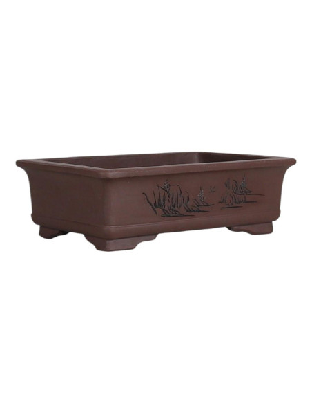 Vaso da Bonsai Rettangolare con Disegni 28*18*9 cm Senza Smalto - Yixing