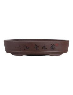 Vase à Bonsai Ovale 30*20*7 cm avec Dessins Sans Émail - Yixing 2
