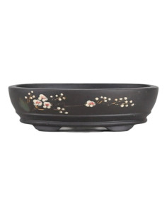 Vaso di Bonsai Ovale 19,5*13,5*5,5 cm con Disegni Senza Esmalte - Yixing