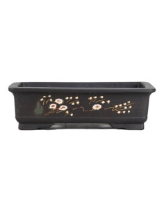 Rechteckiger Bonsai-Topf 21,5*14*6,5 mit Mustern, unglasiert - Yixing