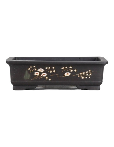 Vaso de Bonsai Retangular 21,5*14*6,5 c/Desenhos Sem Esmalte - Yixing