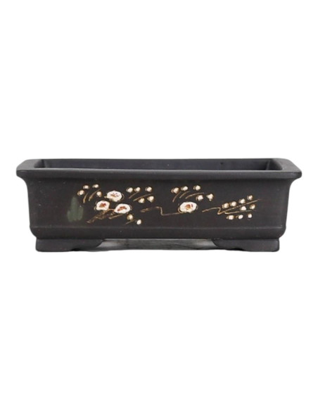 Vaso de Bonsai Retangular 21,5*14*6,5 c/Desenhos Sem Esmalte - Yixing